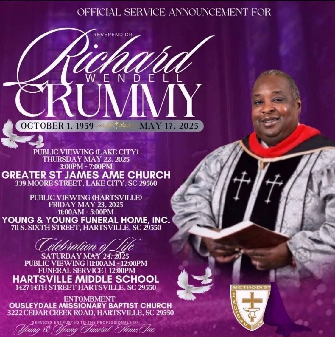 Celebration of Life for Rev. Richard W. Crummy - Historic Greater St ...